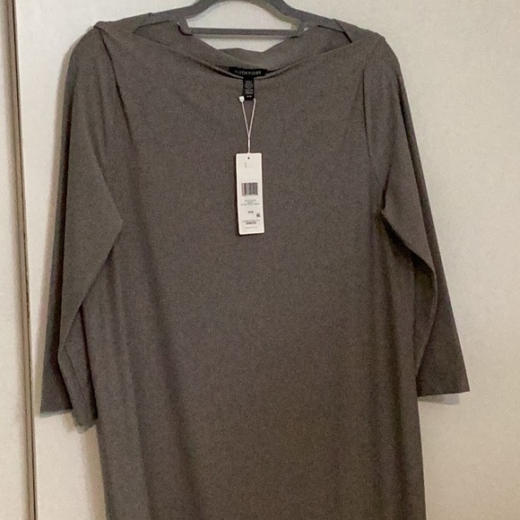 NWT Eileen Fisher 3/4 sleeve bateau neck shift dress size M. Color Smoke/Grey. - Picture 3 of 7